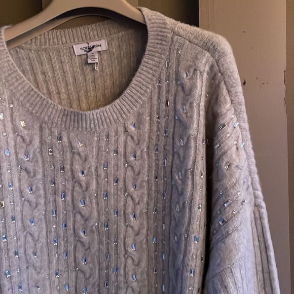 Nordstrom cable knit embellished sweater new no tags - Picture 4 of 7